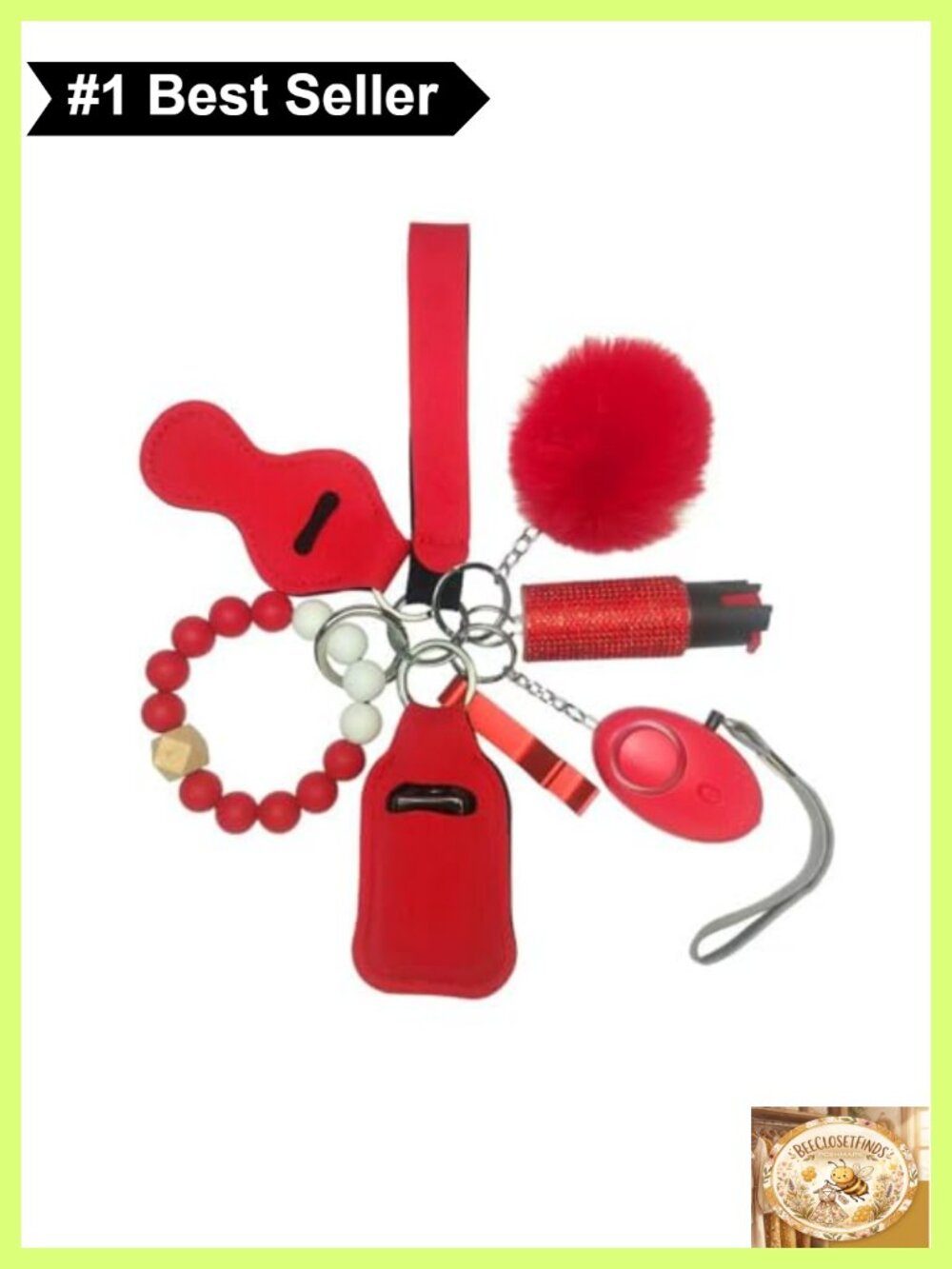 Wristlet Lanyard Keychain Set Pom Pom Chapstick Holder Bottle Opener